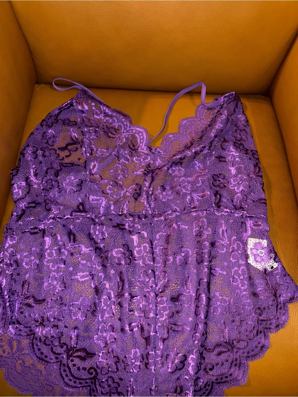 SHEIN Purple Floral Lace Teddy